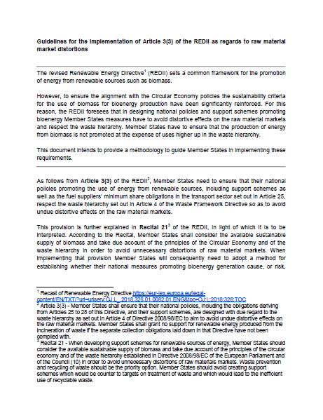 Guidelines for the implementation of Article 3(3) of the REDII as regards to raw material market distortions