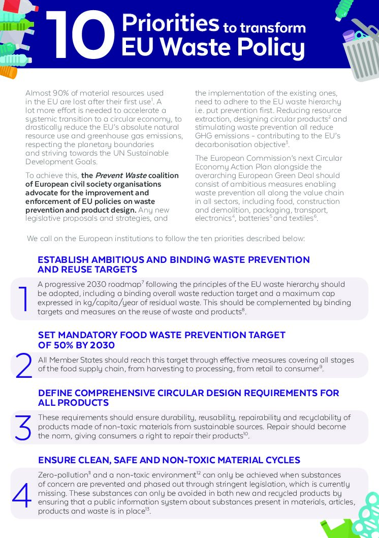 10 Priorities to transform EU Waste Policy