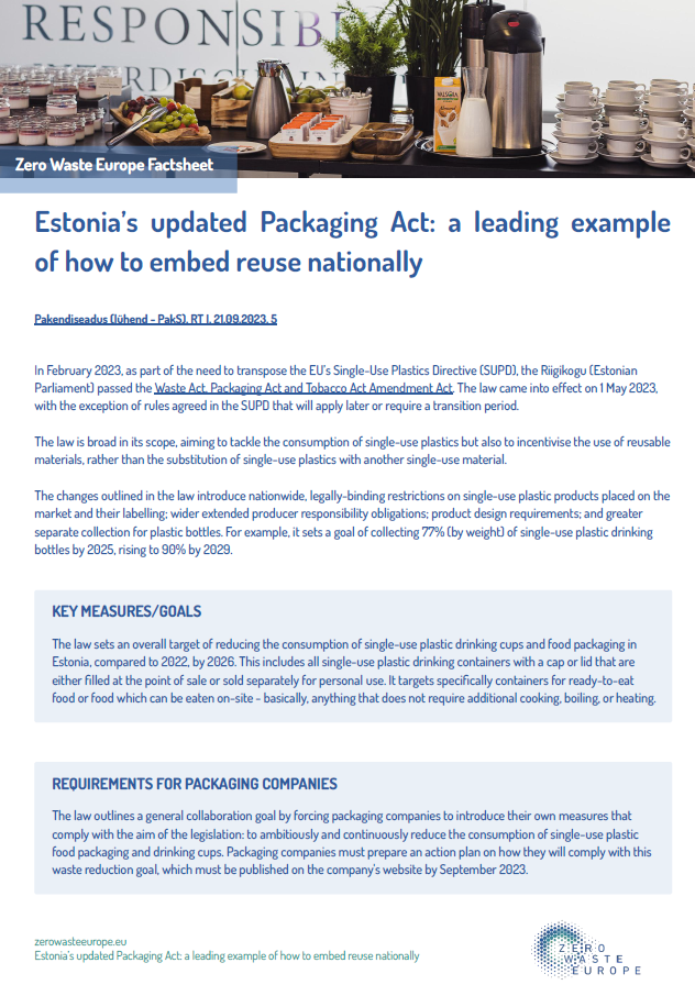 Estonia’s updated Packaging Act: a leading example of how to embed reuse nationally