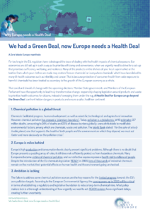 Cover page We had a Green Deal, now Europe needs a Health Deal - Zero Waste Europe