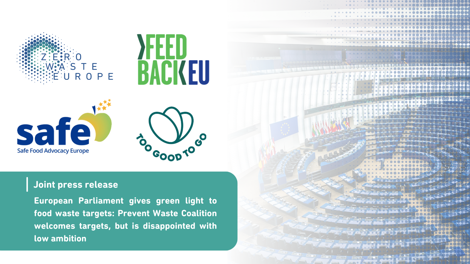 European Parliament gives green light to food waste targets: Prevent Waste Coalition disappointed about low ambition