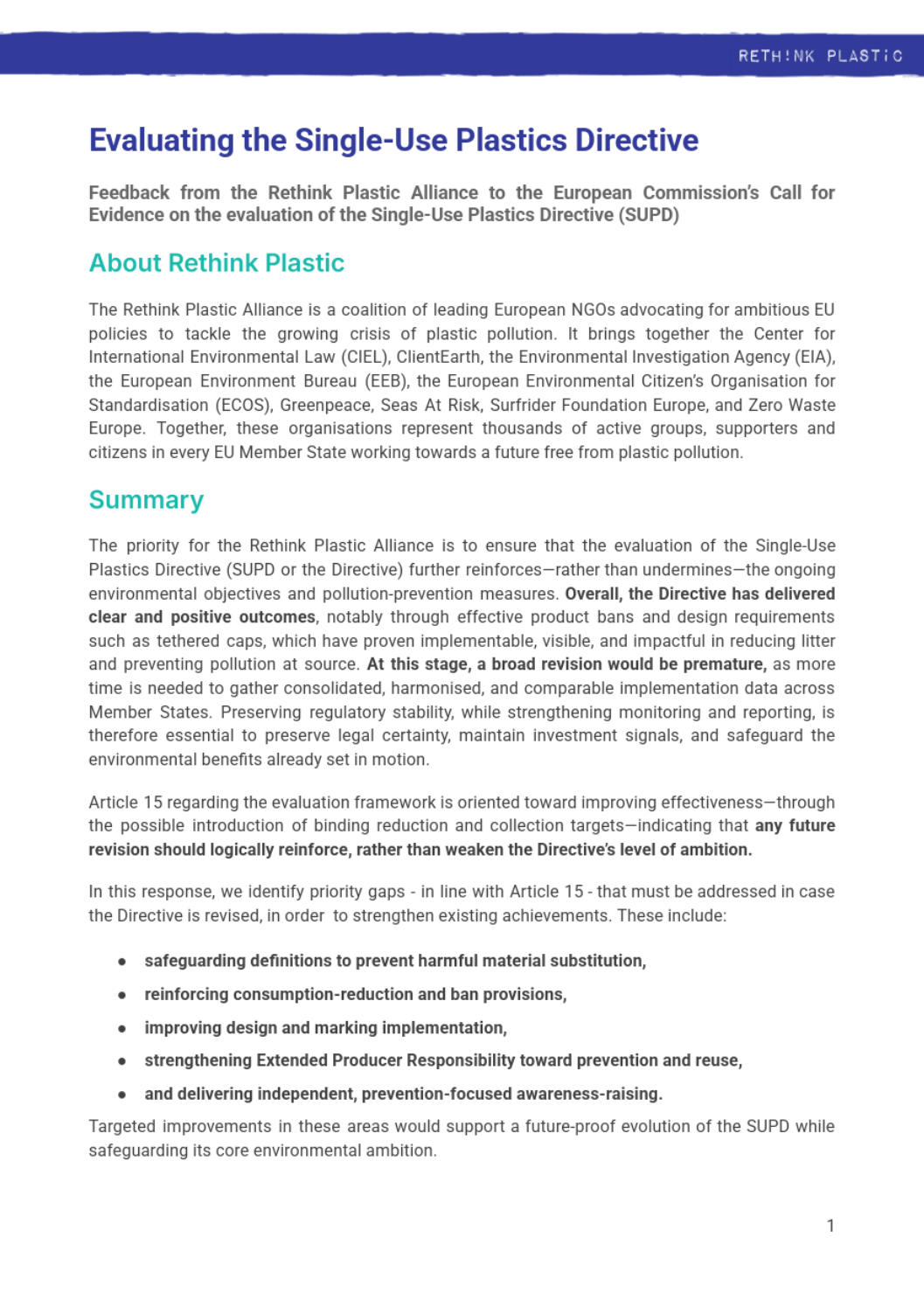 Evaluating the Single-Use Plastics Directive